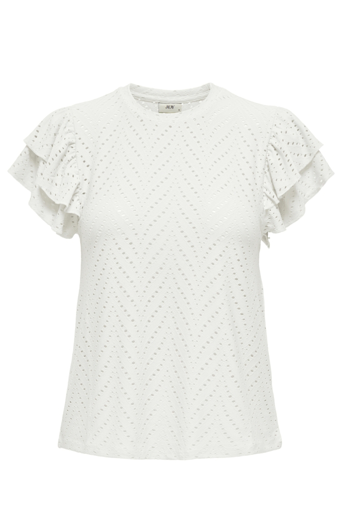 JDYCARLA CATHINKA S/L FRILL TOP JRS 15351452 Cloud Dancer